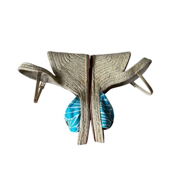 Kade Spade New York Florence Broadhurst Wedge Sandals size 8.5 Espadrille Open T - Picture 10 of 12